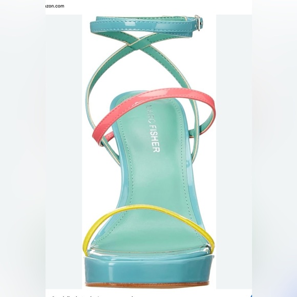 Marc Fischer Acres Heeled Strapy Sandal. In yellow, pink and blue. NWT’S. Size 6 - Picture 8 of 13